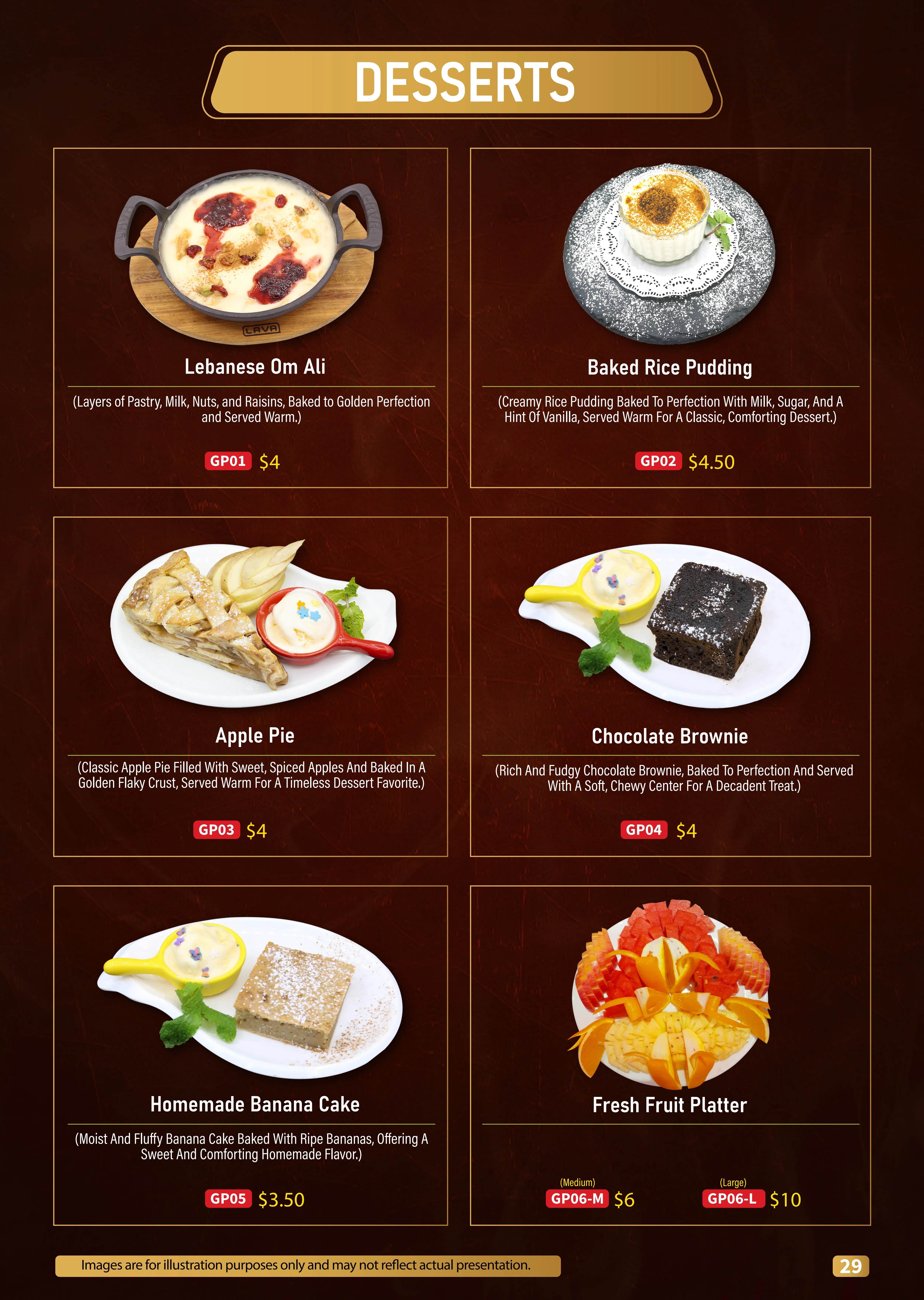 Desserts Menu